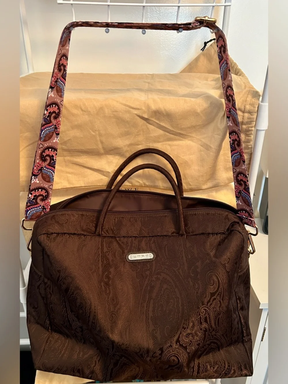 Etro Dark Brown Paisley Weekender with Pink Paisley Strap - Picture 10 of 12